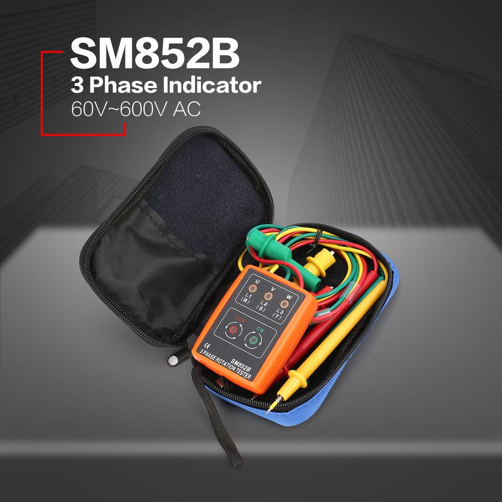 Kedelak SM852B testeur de rotation triphas/é indicateur de phase num/érique d/étecteur LED buzzer compteur de s/équence de phase